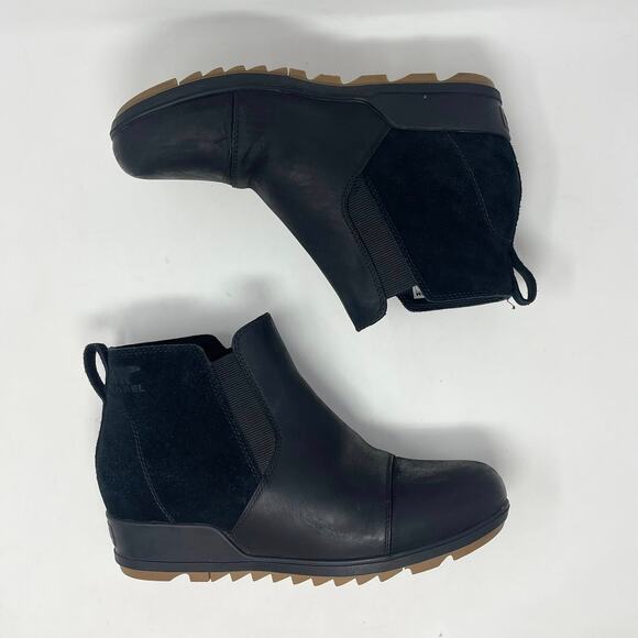 Sorel Evie Ankle Boot Womens 11 Black‎ Leather Slip-On Winter Snow NL3816-010 - Picture 8 of 10